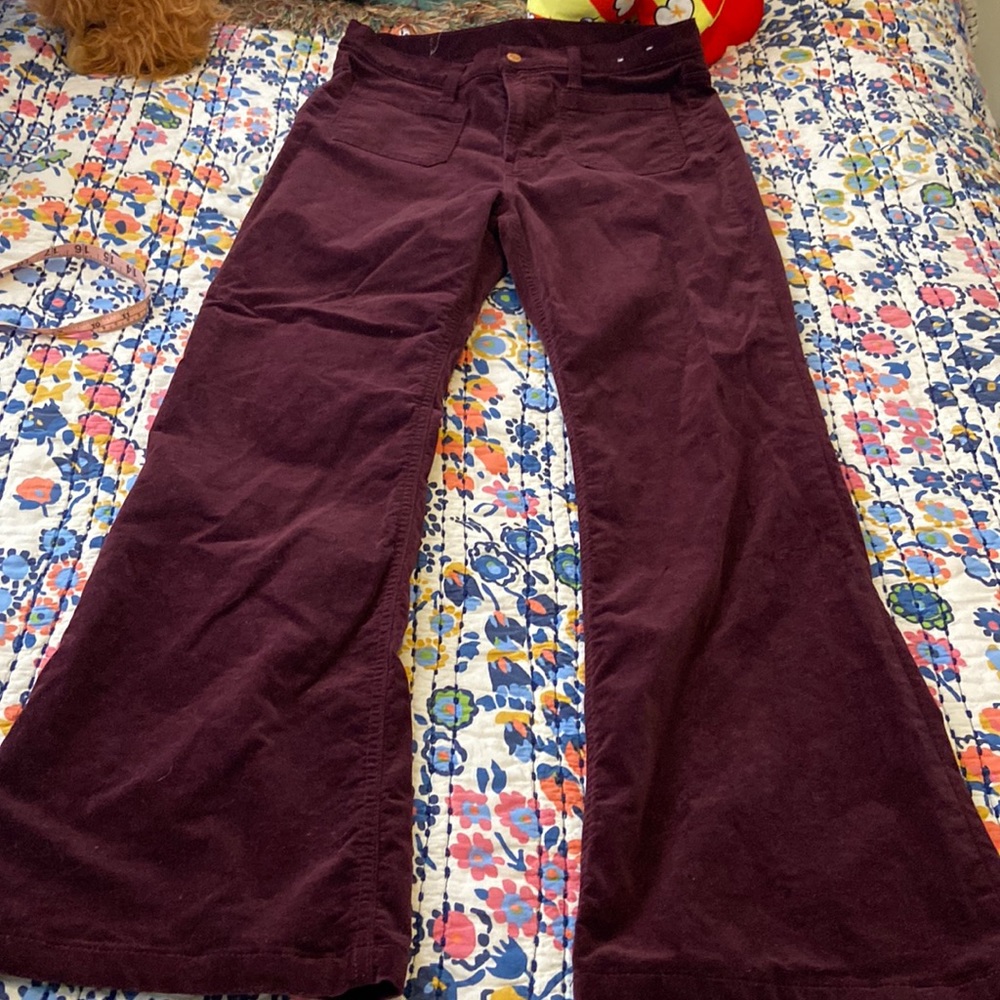 High rise velvet flare